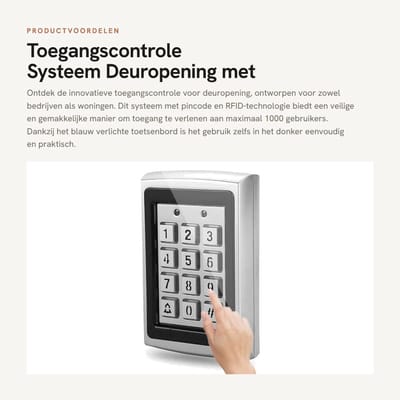 Dailygoods- Toegangscontrole met Pincode/RFID - Standalone Toegangscontrole - Blauw Verlicht Toetsenbord - Ondersteunt 1000 Gebruikers - Hulpmodi/Bedrijfsmodi - Gevoelig en Responsief - Deuropener