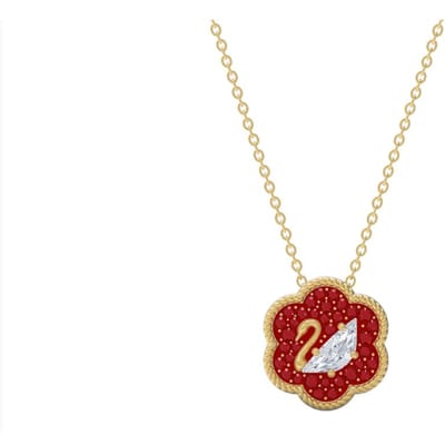 Swarovski Bloem van het Geluk Zwaan Ketting Damesketting Rood 5597666 Box (Random Color) beige