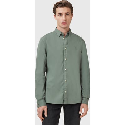 AllSaints Hawthorne Ls Shirt Smokey Green Taglia: XS | Camicie Casual Outlet | Uomo | Verde