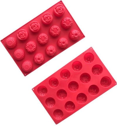 ProductGoods - Siliconen Bloemenvormen - Chocoladevorm - Zeepbakjes - 15 Stuks - Bakvormen