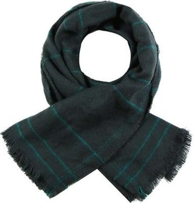 Sjaal zwart- met groen streepje- unisex- langwerpig -180/60