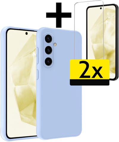 Hoesje - Met 2x Screenprotector - Geschikt voor Samsung Galaxy A36 - Sterk & Shockproof - Back Cover - Siliconen Case - Telefoon Hoes - Telefoonhoesjes - Lichtblauw