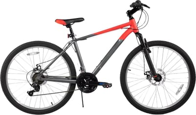 Mountainbike – Voor heren en studenten – 18 versnellingen, voor- en achterschijfremmen, verende vork – 66 cm / 70 cm wielen, oranje, aluminium frame