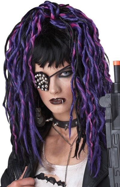 Steampunk apocalypse dreads zwart/paars/pink - Halloween Horror