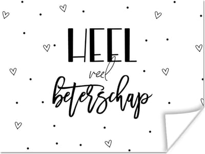 Poster Beterschap - Quotes - Hartje - Zwart wit - 160x120 cm XXL