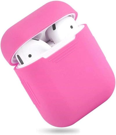 Jumada's Apple Airpods hoesje - "Geschikt" voor Airpods 1 en 2 - Softcase - Fel roze - Beschermhoesje