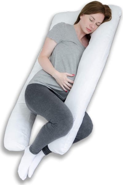 Zwangerschapskussen U-Vorm – Zijslaapkussen, Lichaamskussen & Voedingskussen – Body Pillow 70x130 cm – Afneembare Katoenen Hoes – Wit