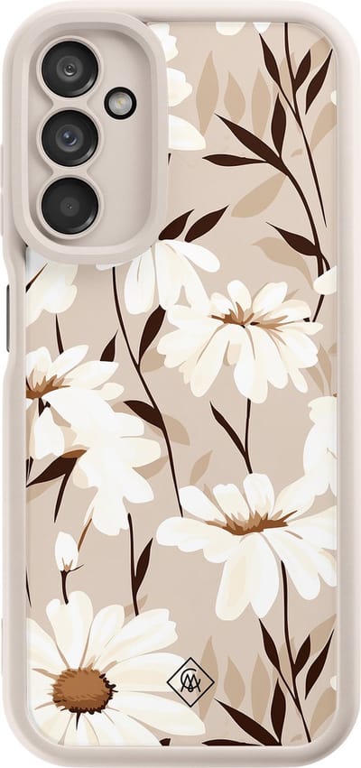 Casimoda® hoesje - Geschikt voor Samsung Galaxy A14 5G - In Bloom - Zwart TPU Backcover - Planten - Bruin/beige