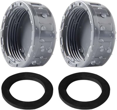 Cap PVC met Rubber Seal, 2 Stuks, Vrouwelijk Schroefdraad 40 mm voor Tuin en Sanitair Toepassingen, Waterdicht en Duurzaam