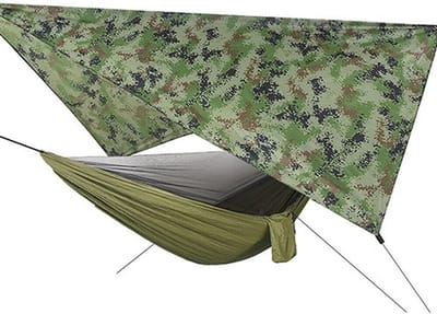 Hangmat met muggennet - Camping hangmat - Buiten relaxen - Inclusief tarp kit - 290 x 140 cm - Groen
