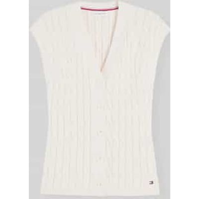 Tommy Hilfiger Mid Cable Vest Cardigan Ivory Petal Taglia: S | Cardigan Outlet | Donna | Bianco