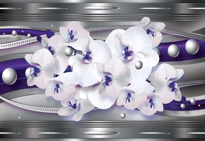 Fotobehang Ribbon Flowers Abstract | XL - 208cm x 146cm | 130g/m2 Vlies