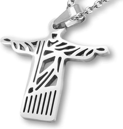 Amanto Ketting Djan - 316L Staal - Kruis - Christus - 27x26mm - 50cm