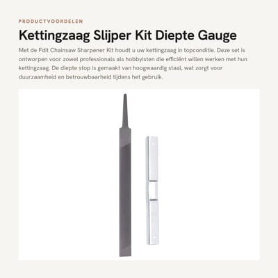 Dailygoods- Kettingzaag Slijper met Dieptemeter - Platte Vijl - Duurzaam Staal - Afmetingen 19x1,5 cm - Gewicht 50 g - Handig in Gebruik - Slijpset