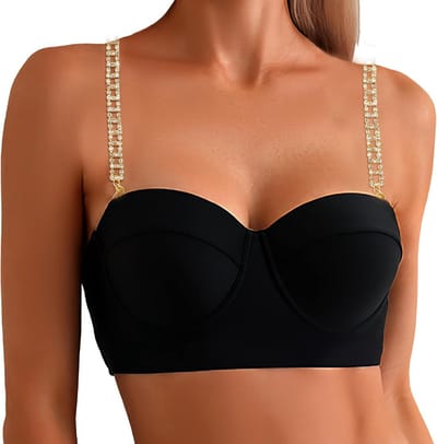 Verstelbare Draagbare Bh met Strass, 2 Delen, Niet-Slip Ondergoed voor Dames, Perfect voor Bruiloften en Avondkleding