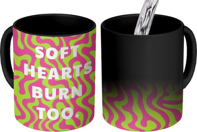 Magische Mok - Foto op Warmte Mokken - Koffiemok - Abstract - Quote - Centraal - Roze - Magic Mok - Beker - 350 ML - Theemok - Mok met Tekst