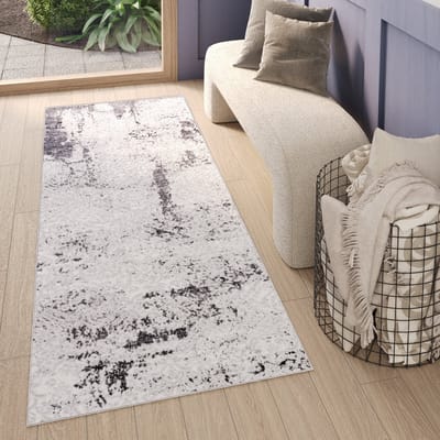 Tapiso Sky Vloerkleed Loper Grijs Donker Vintage Woonkamer Tapijt Maat - 70x150