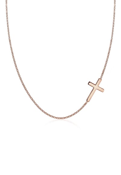 Elli - Halsketting - Dames Kruis Hanger Religie Basis in 925 Sterling Zilver Verguld - Dames