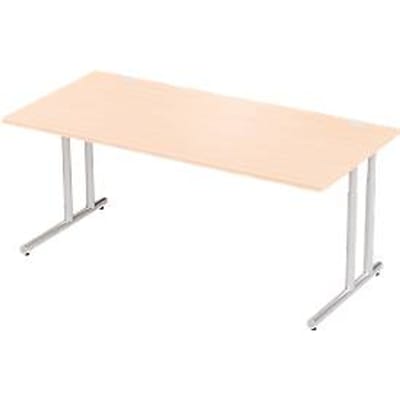 Schäfer Shop Select Desk COMBITEC, rechthoekig, C-poot, B 1800 x D 800 x H 677-817 mm, ahorn/wit aluminium