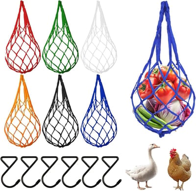 Hangende voederdispenser voor groenten en fruit, 6 stuks, ideaal voor kippen en gevogelte, speelgoed en voederaccessoires