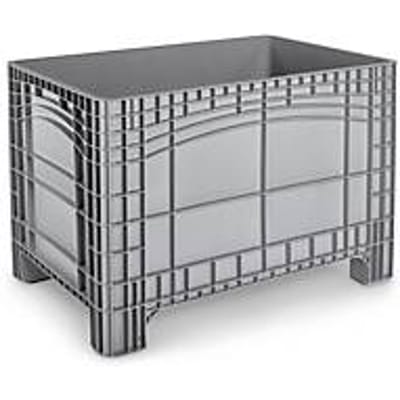 Transport- en stapelcontainer Noah, zonder deksel, bodem & wanden gesloten, volume 535 l, draagvermogen tot 300 kg, 4 voet, L 800 x B 1200 x H 800 mm, voedselveilig polyethyleen, grijs