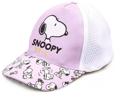 Snoopy kinderpet / cap, wit/lila maat 52