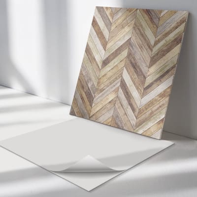 Wallfluent Vinyl Tegels - Visgraatpatroon van Planken Vinyl Wandtegels - 30 cm x 30 cm - Bruin PVC Tegels - 9 stuks - Vierkant PVC Tegels - Texturen Plaktegels - Wand PVC Tegels - Plaktegels Keuken en Badkamer