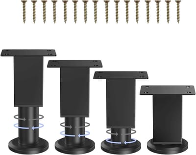 Set van 4 Zwarte Vierkante Verstelbare Meubelpoten (8-12 cm)