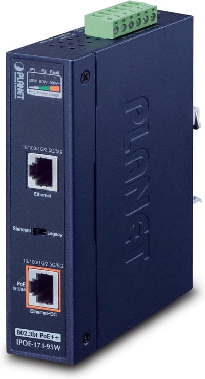 PLANET IPOE-171-95W netwerk-switch Gigabit Ethernet (10/100/1000) Power over Ethernet (PoE) Blauw
