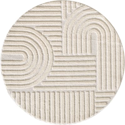 Rond vloerkleed Art (rond, crème) - ⌀ 160 cm
