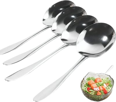 Set van 4 RVS Serveerlepels - Grote Lepe voor Restaurants, Buffets en Feesten - Duurzaam, Roestvrij en Makkelijk Schoon te Maken