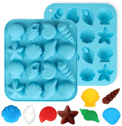 Dailygoods- Siliconen Vorm - 2 Stuks - Themavormen Schelp/Slak/Zeester - Voor Chocolade/Snoep/Decoraties - Voedselveilig - Hoogwaardige Kwaliteit - Bakvorm