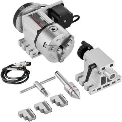VEVOR draaibankklauw K11-100mm klauwplaat Drieklauwplaat Vierde as van de CNC-rotatieas, een reductieverhouding van 6:1 en een Nema23 tweefasen stappenmotor Drieklauwplaat voor CNC-frezen