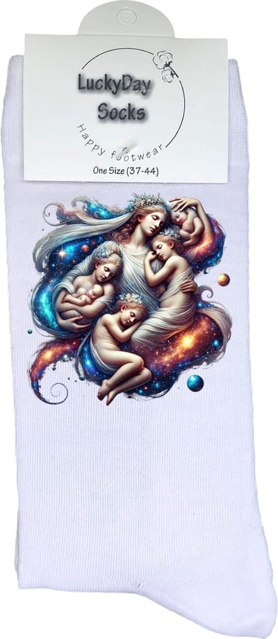 Moeder met kinderen - Opkikkertje - Grappige sokken - Valentijn cadeau - Verjaardag cadeau - Kerst cadeau - Grappige sokken - Leuke sokken - Vrolijke sokken - Kerst sokken - Kinderliefde - Mama - Vaderdag - Moederdag - Socks maken Happy - 37-44