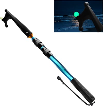 Telescopische Boothaak - Uittrekbare Stang - Aanleggen en Ontmeren - Lichtgevende Kralen - 43-140 cm - Blauw