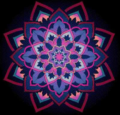 MyHobby Borduurpakket – Flower mandala 50×50 cm - Aida borduurstof 5,5 kruisjes/cm (14 count) - Telpatroon - Borduurgaren - Borduurnaald - Handleiding - Voor Beginners & Gevorderden - Complete borduurset