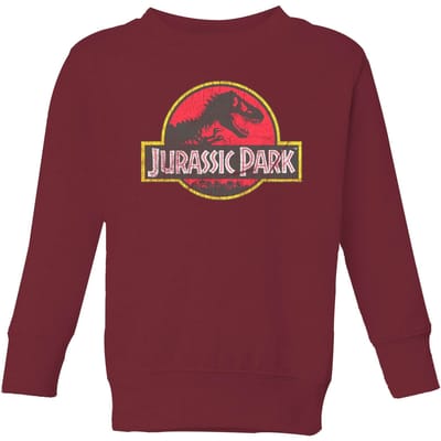 Jurassic Park Logo Vintage Kids' Sweatshirt - Burgundy - 122/128 (7-8 jaar)