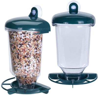 Vogelvoederhuisje met Zuignap voor Raam 23 cm 2 stuks - Vogelvoederdispenser - Vogelhuisje