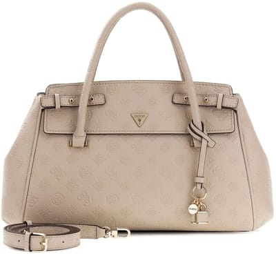 GUESS handtas schoudertas Diana 3 Compartment Satchel Light Taupe Logo