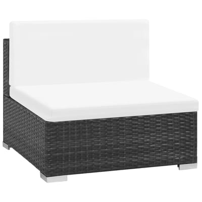 vidaXL - 7-delige - Loungeset - met - kussens - poly - rattan - zwart
