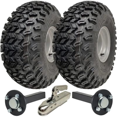 22x11.00-8 Set wielen, assen en trekhaak voor ATV- en quad-aanhangwagen P334, draagvermogen 750 kg