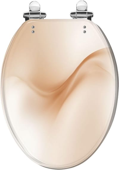 Langwerpige Toiletbril - Hars Deksel - Badkamer Vernieuwen - Soft Close Scharnieren - 185 Inch Lang - Beige Gradiënt