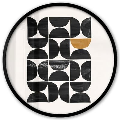 Poster in lijst Rond - Fotolijst 40x40 cm - Posters - Modern - Halve cirkel - Goud - Zwart - Ronde posterlijst zwart - Decoratie - Wanddecoratie woonkamer - Muurdecoratie slaapkamer