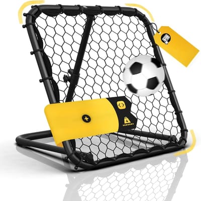 YOR® Rebounder voetbal - Rebounder – Stuitbaltrainer – Verstelbaar – Bouncer – Trainingsmateriaal – 83 x 83 cm - Zwart - 10 cm x 10 cm x 5 cm; 6 kg