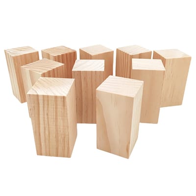 Houten blokken voor snijwerk, 10 x 5 x 5 cm, rechthoekige houten knutselblokjes, houtsnij- houten blanco blokken voor doe-het-zelf snijwerk