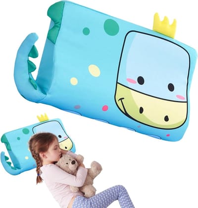 Ergonomisch Kinderkussen 44 x 25 cm, Ademend en Verwijderbare Hoes, Schattig Dinosaurus Ontwerp, Comfortabel en Ondersteunend Kussen voor Kinderen