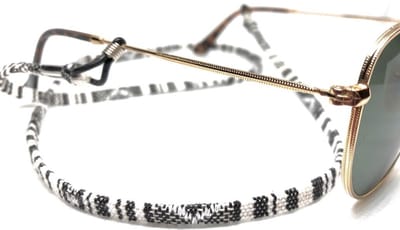 *** Retro Brillenkoord Zwart/Wit Zebra - Hip Zonnebrilkoord Wit Zwart - Zonnebril touwtje - Zonnebril Om Nek - van Heble® ***