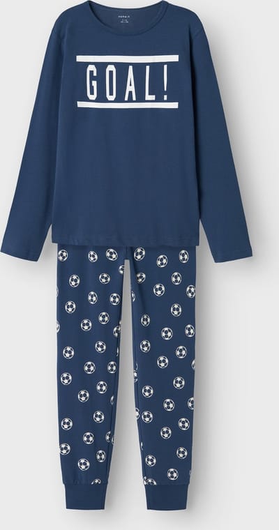 NAME IT NKMNIGHTSET DARK DENIM FOOTBALL NOOS Jongens Pyjamaset - Maat 98/104