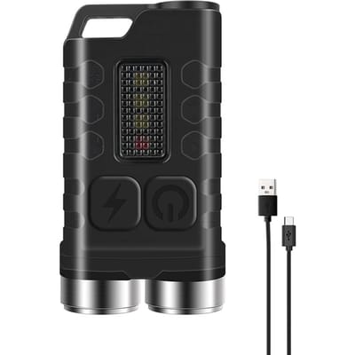Mini zaklamp LED sleutelhanger zaklamp oplaadbare zaklamp waterdicht met 5 niveaus zwart