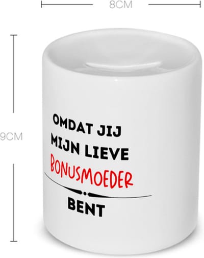 Akyol - omdat jij mijn lieve bonusmoeder bent Spaarpot - Moeder - de liefste bonusmoeder - moeder cadeautjes - moederdag - verjaardag - geschenk - kado - 350 ML inhoud